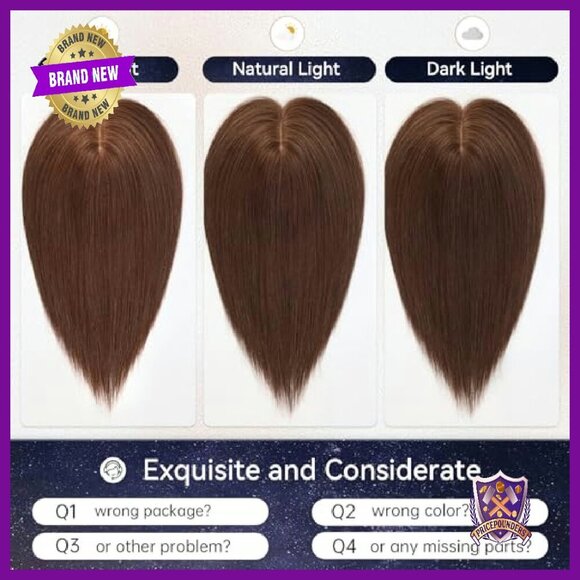 Large Base Human Hair Topper 7x7 Inch for Thinning Hair Coverage